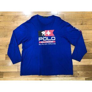 Polo Ralph Lauren Shirt Men's 2XLT Suisse Slalom Racing Ski 67 Blue